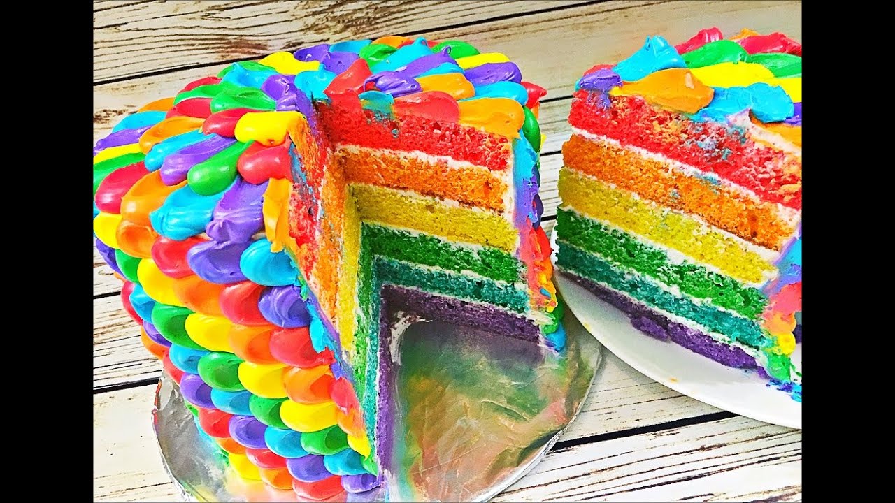 Rainbow Cake - How to make eye catching Rainbow cake