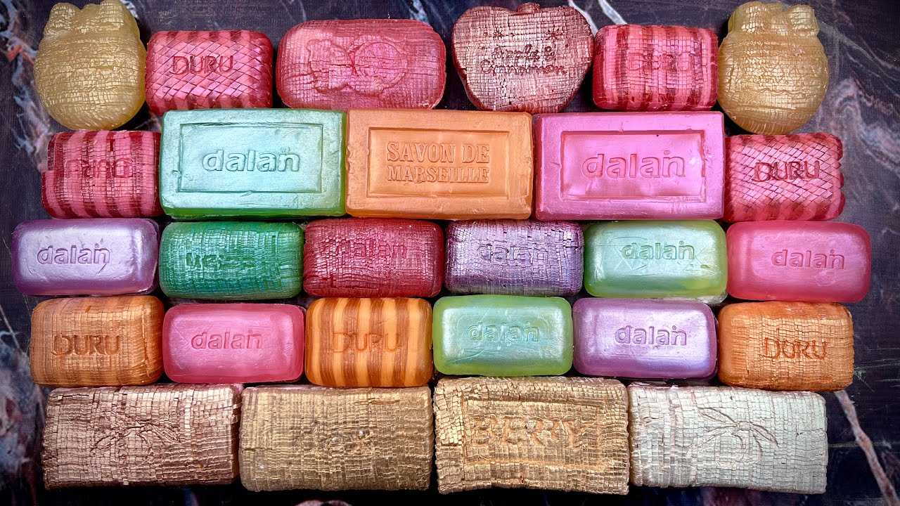 ASMR Cutting glycerin soap cubes 🎲 Crushing soap boxes with starch 📦 Satisfying video 🤤