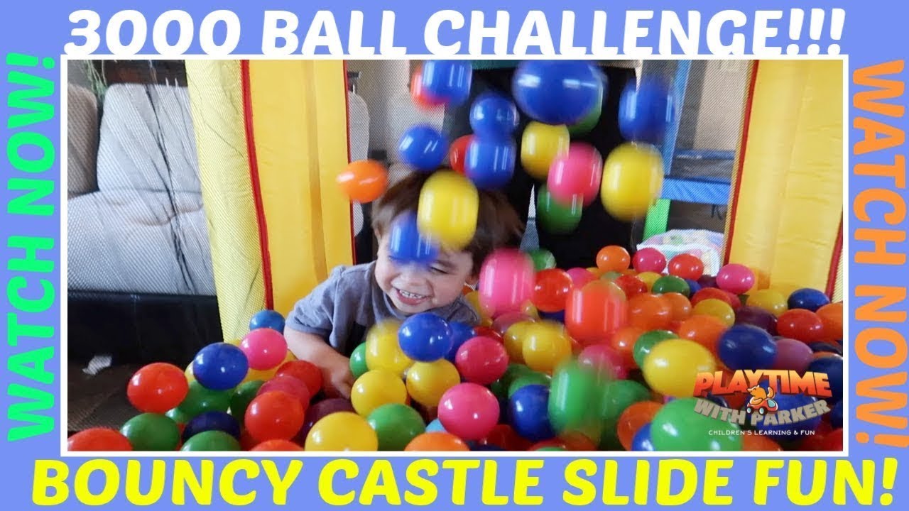 3000 Ball Pit Challenge! Jumping Bouncy Castle Fun!