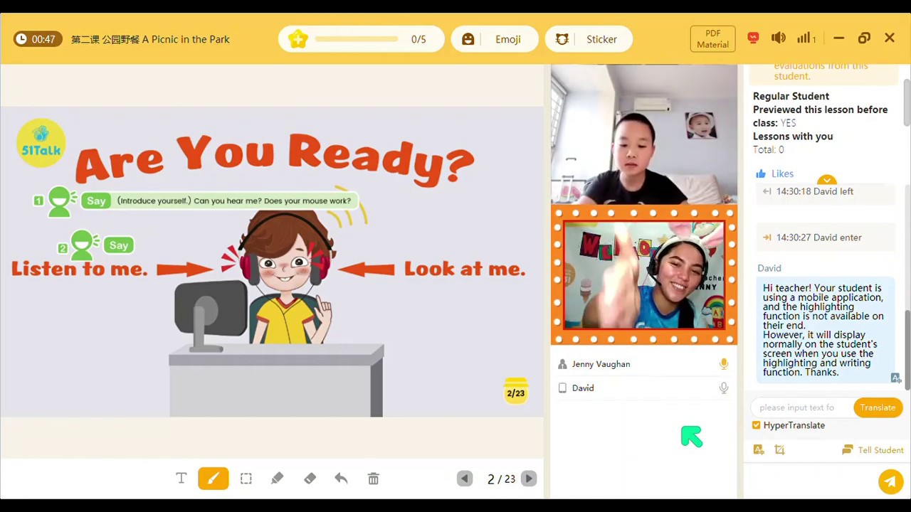 51talk Class Level 4 for VIP || Handling a Refunding Student Teacher Jenny