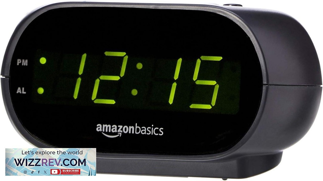 Amazon Basics Small Digital Oval Alarm Clock with LED Display Nightlight Snooze