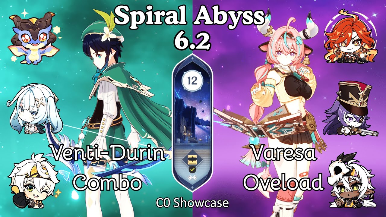 Spiral Abyss 6.2 | C0 Venti Durin and C0 Varesa Overload | Genshin Impact