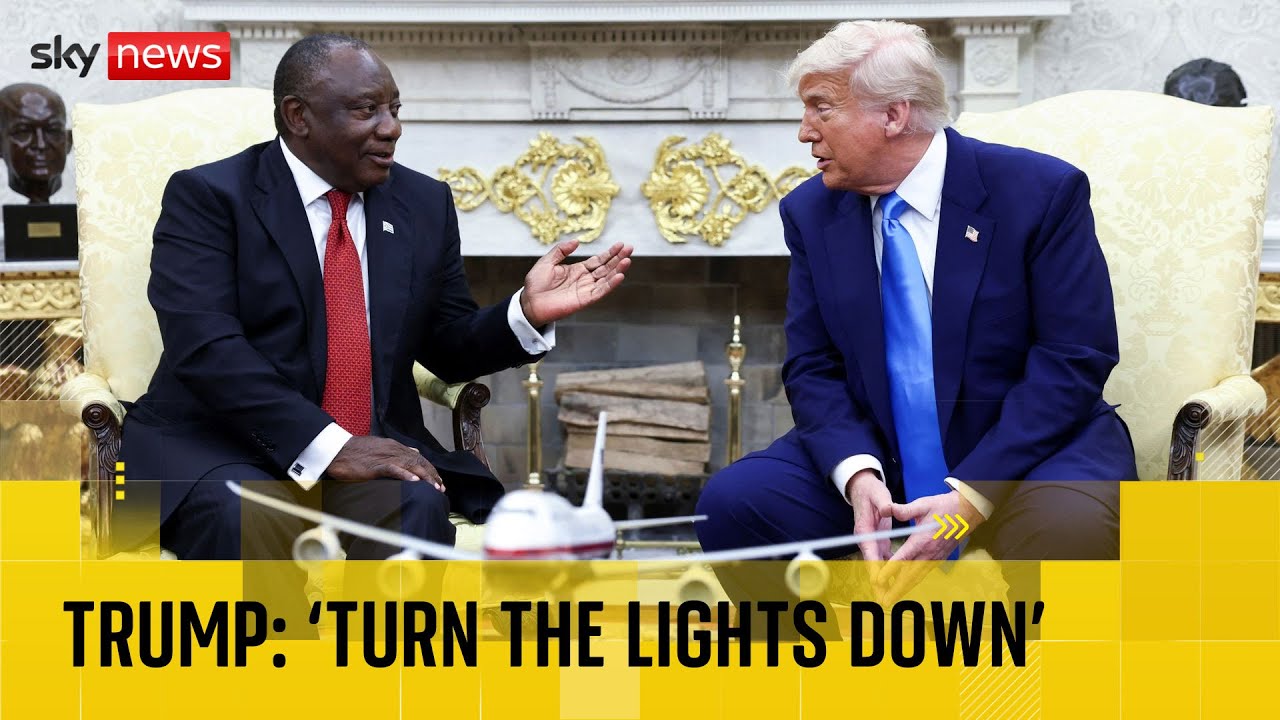 Trump ambushes South African president with video compilation alleging 'genocide' in South Africa
