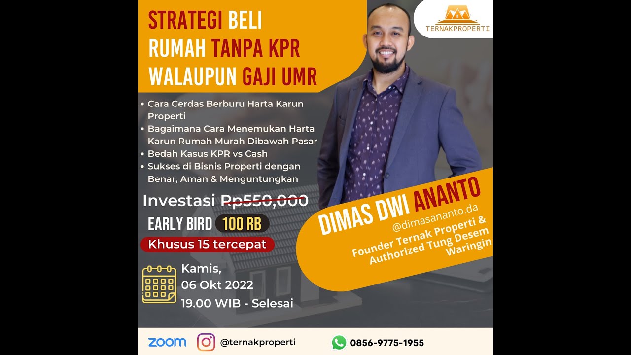 Webinar 5 Strategi Kaya Melalui Properti Walaupun Pemula Bersama Dimas Dwi Ananto