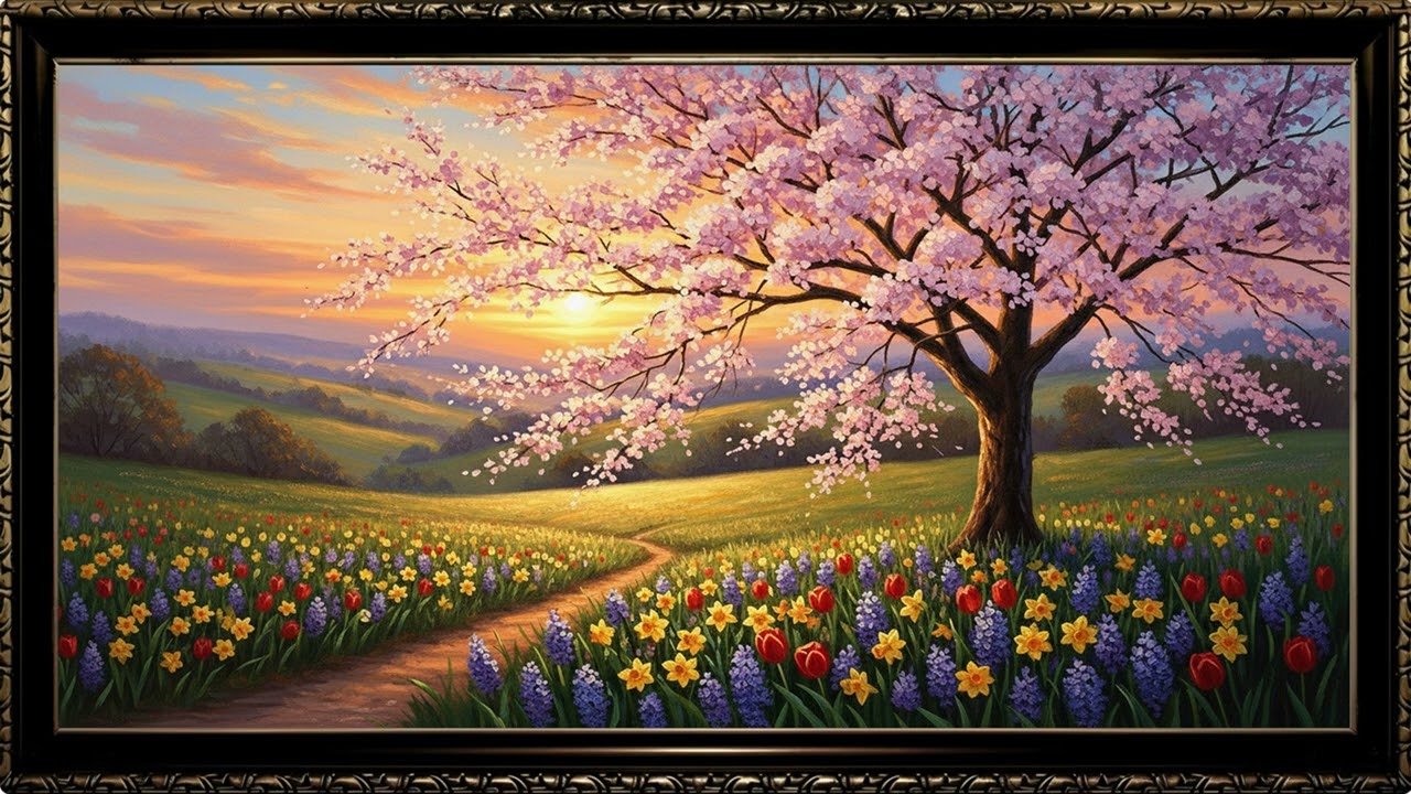 Romantic Spring Meadow Painting | Elegant Art Viewing
