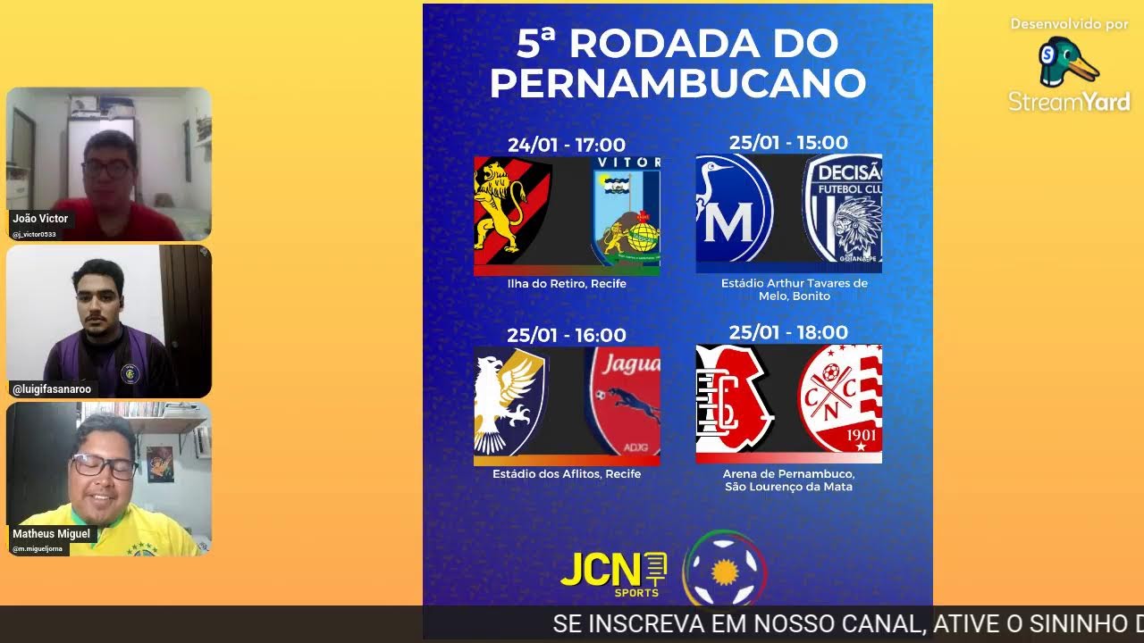 O PERNAMBUCANO JÁ ENTROU NA RETA FINAL - LIVE DO JCN SPORTS