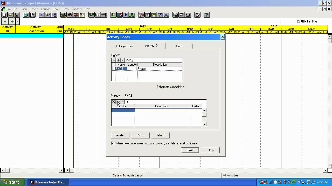 Activity ID code Primavera p3.avi