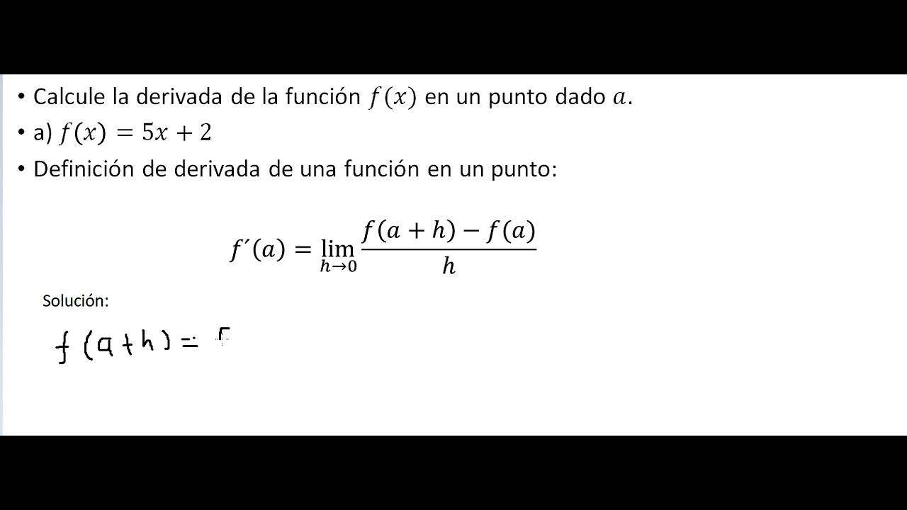 Derivada de función en un punto. Ejemplo 1