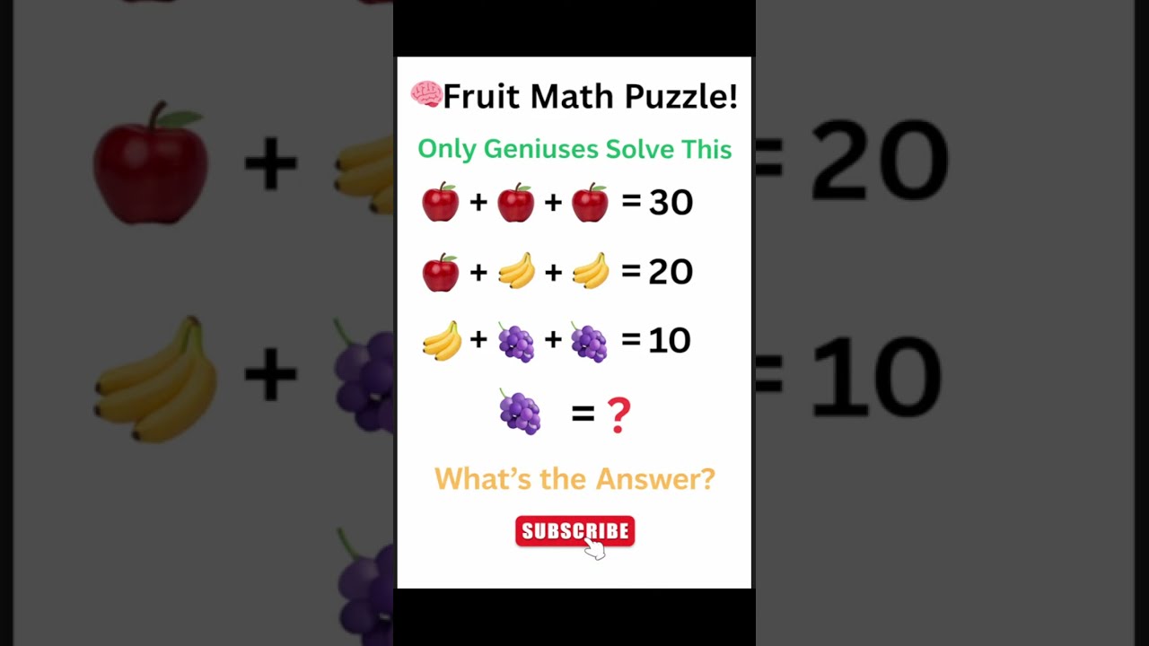 Only Geniuses Can Solve This🍎🍌🍇 Can You Solve It?