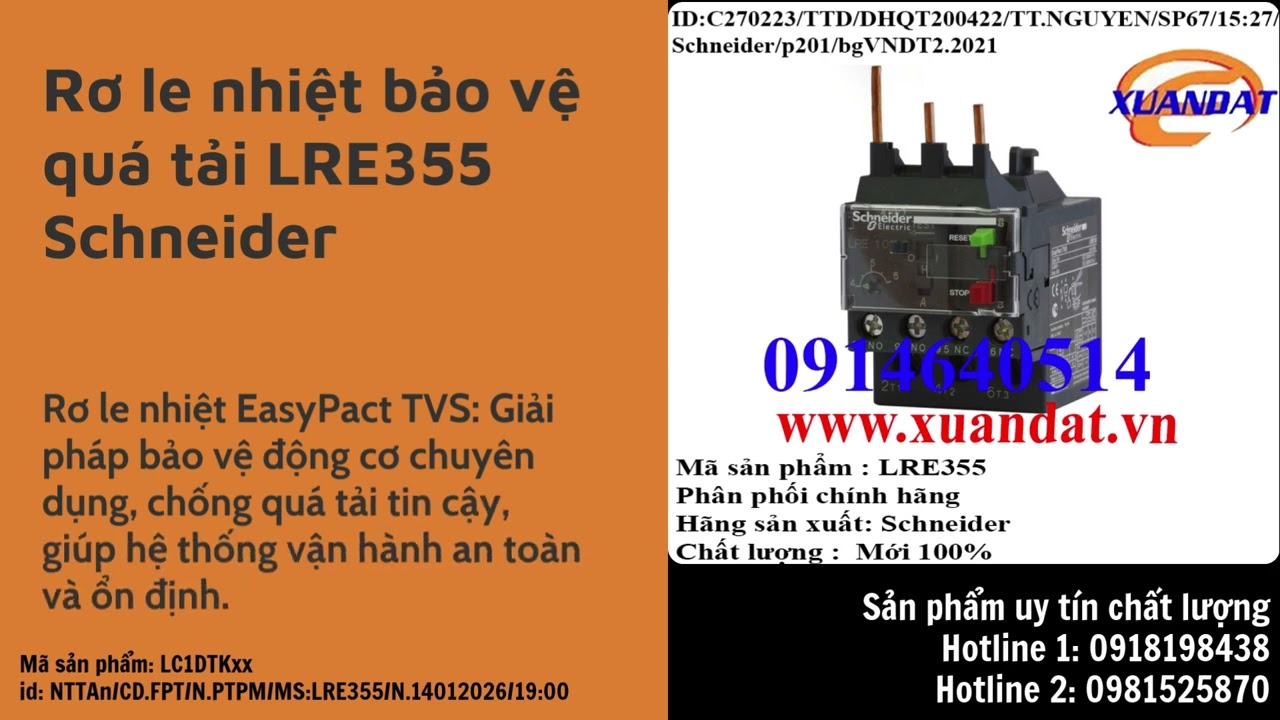Rơ le nhiệt bảo vệ quá tải LRE355 CD FPT NTTAn 14 1 06 19h00