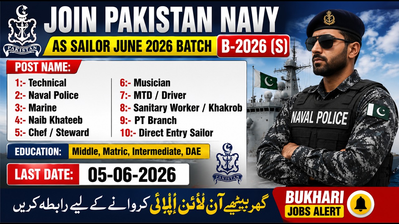 Pakistan Navy Sailor 2026 | Sailor & Naval Police Jobs 2026 | Full Details