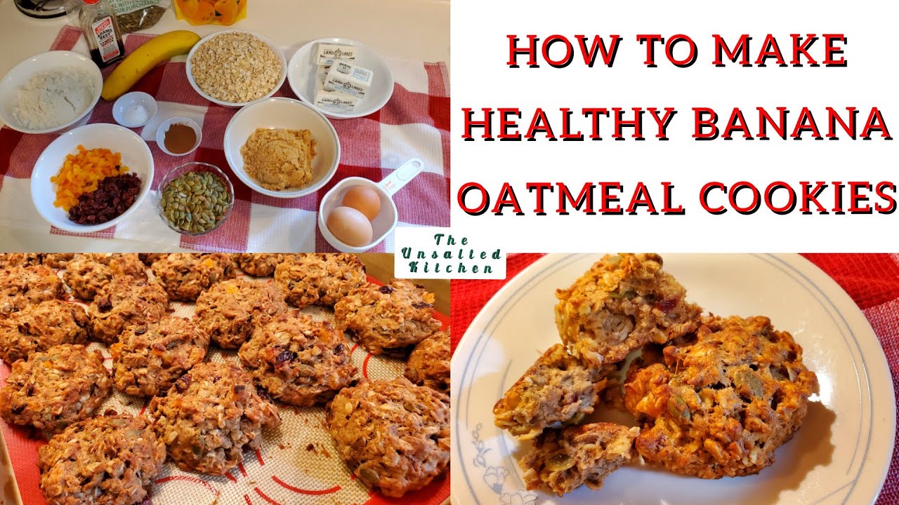 HEALTHY BANANA OATMEAL COOKIES | SNACK ON-THE-GO WITH DRIED CRANBERRIES, APRICOTS, & PUMPKIN SEEDS
