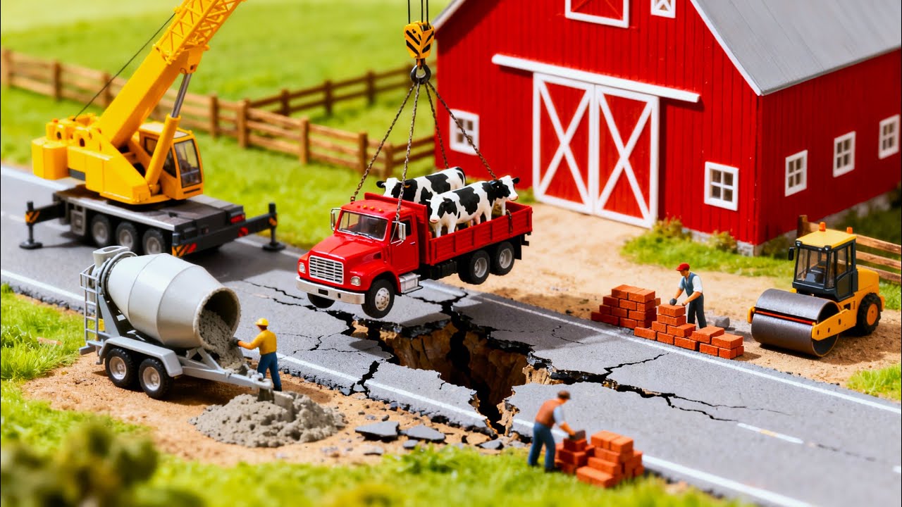 Miniature Rescue: Saving the Milk Cow Truck 🐄 Rebuilding the Farm Road
