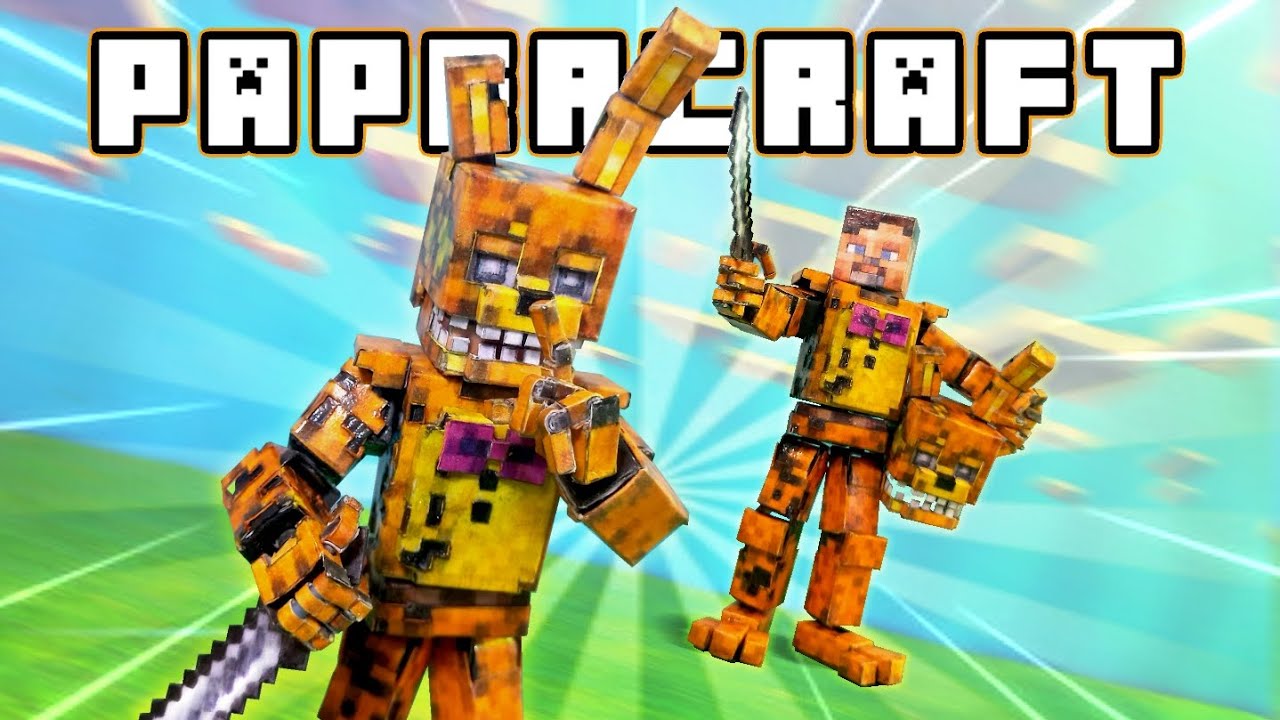 ✅️C&oacute;mo Hacer a SPRINGBONNIE de PAPEL | Minecraft FNAF Papercraft Tutorial | Figura Super Articulada
