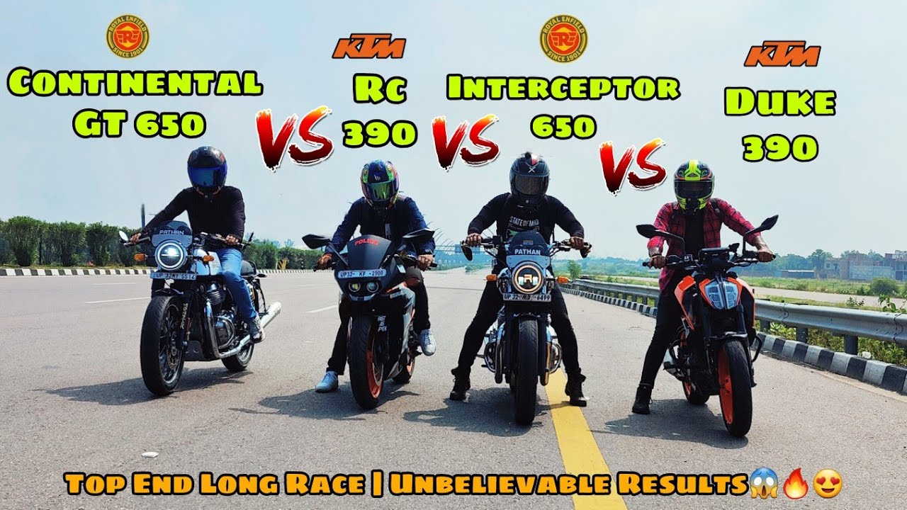 2022 Continental GT 650 vs Interceptor 650 vs Duke390 vs Rc390 | Top-end Drag Race | Khatarnak Race😱