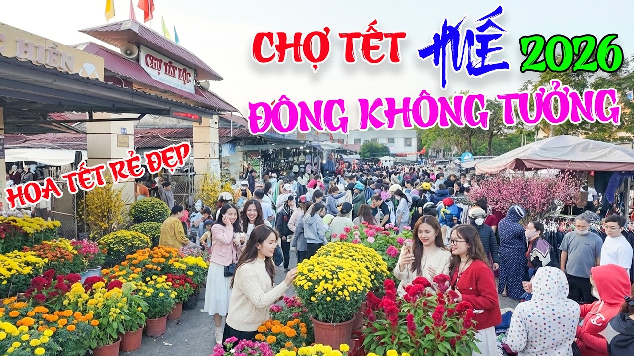 Đông không tưởng chợ Tết Tây Lộc Huế 27 Tết/ Chợ Hoa Tết 2026 xôn xao Hoa rẻ giá đẹp