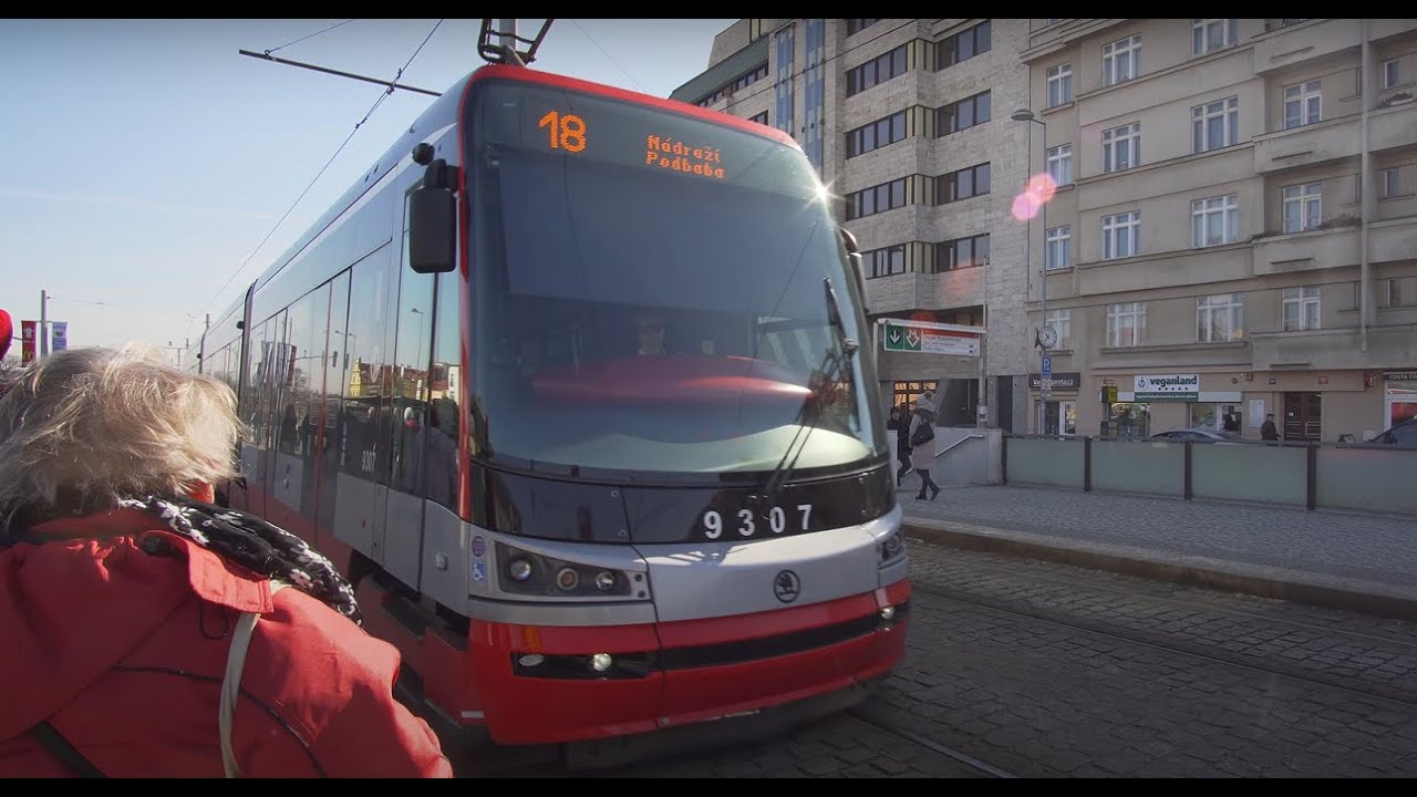 Czech Republic, Prague, tram 18 ride from Hradčanská to Vítězné náměstí