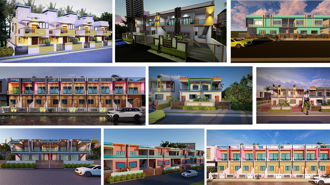 Top 20 Row House Front Elevation Designs | Single Floor House Front View Designs