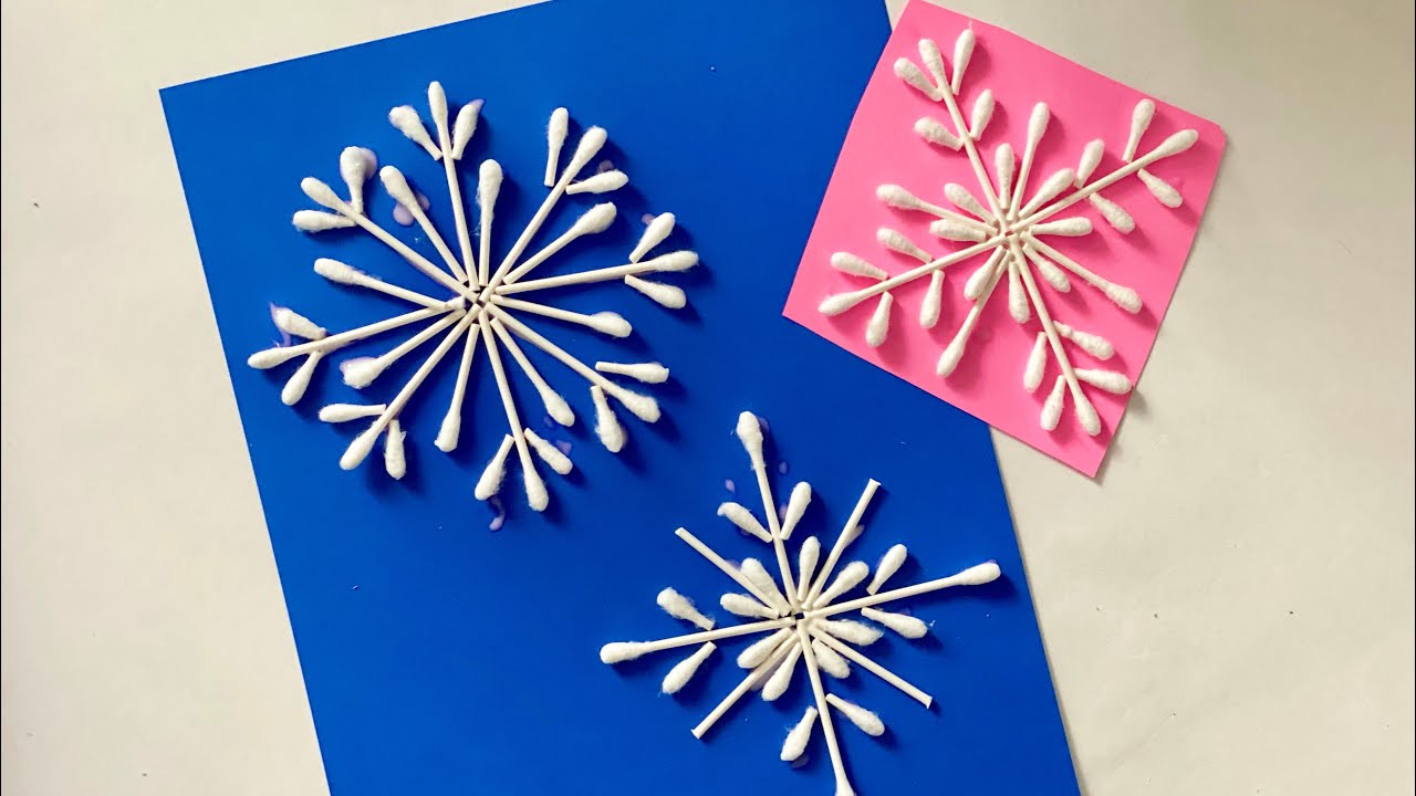 Making Snowflakes Out of Q Tips - Christmas Crafts for Kids