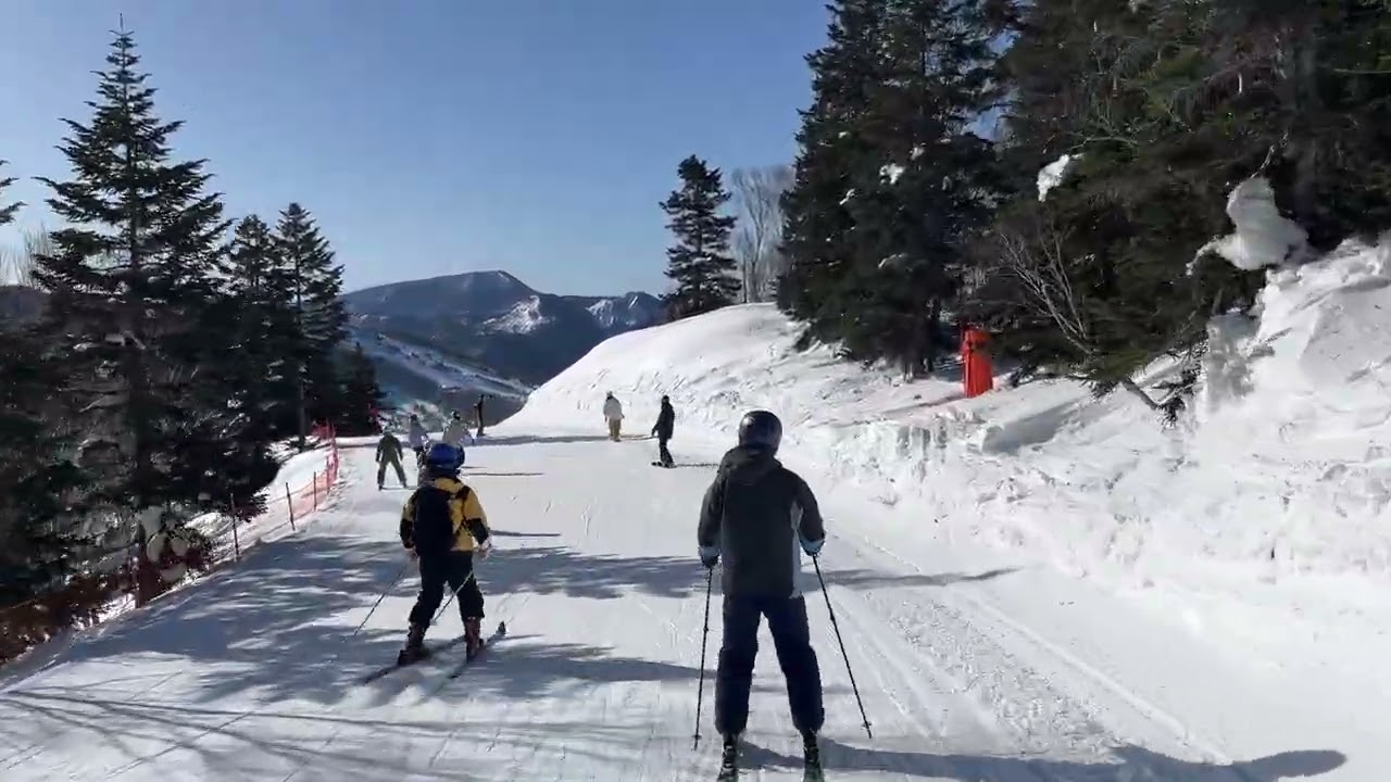 2026/02/22日曜　志賀高原焼額山スキー場第1ゴンドラ降り場から、白樺経由で第2高速乗り場へ　気持ちいい！　けど、3連休中日で激混予感　朝一0℃弱暖かい、、、
