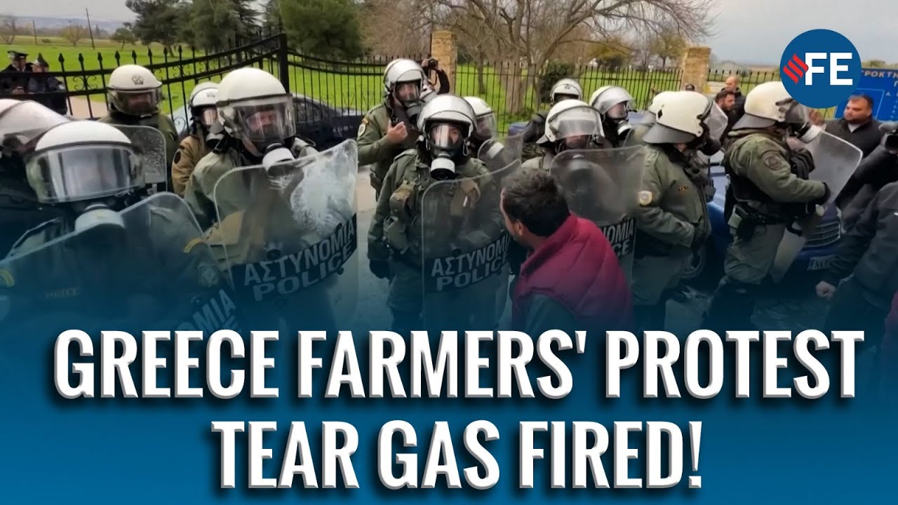 Greece Farmers Clash With Police in Thessaloniki | Tear Gas Fired Over EU Subsidy Scandal
