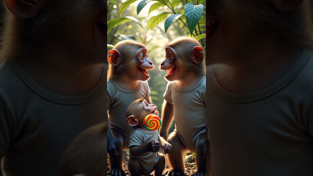 Baby Monkey eating Lolipop 
