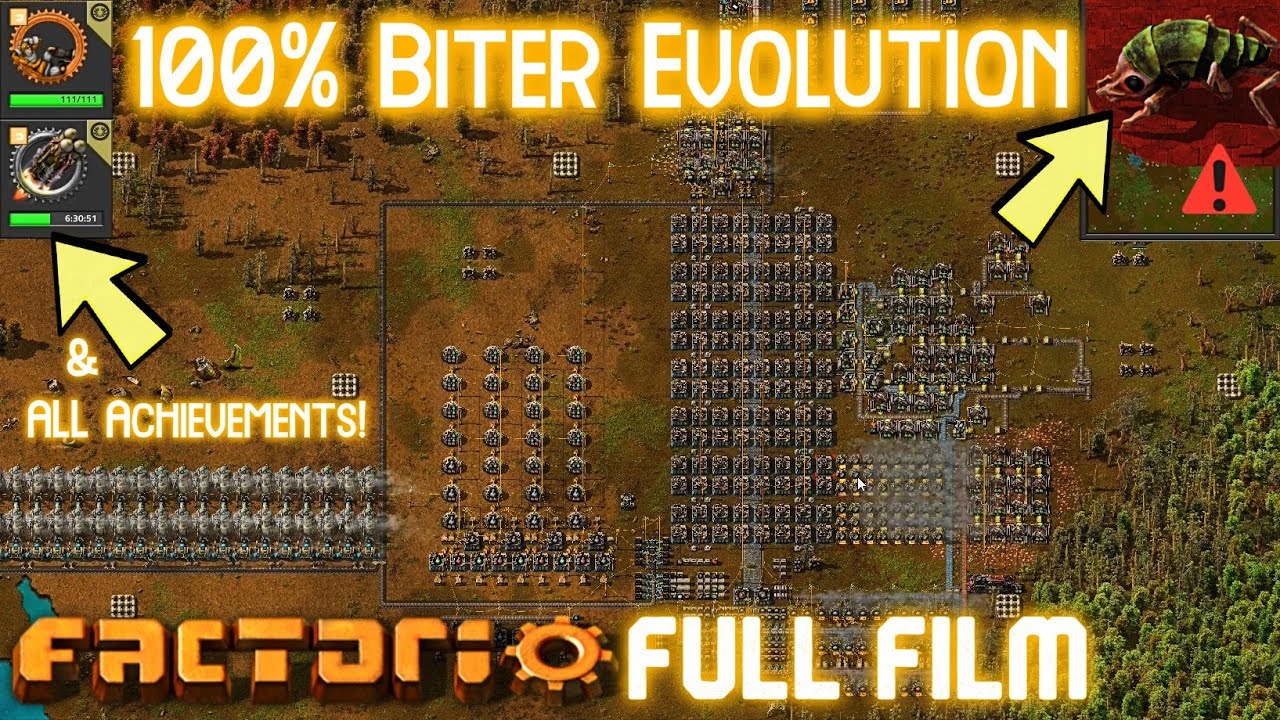 Can you beat FACTORIO when the Biters start at 100% EVOLUTION - Full Movie (edited)