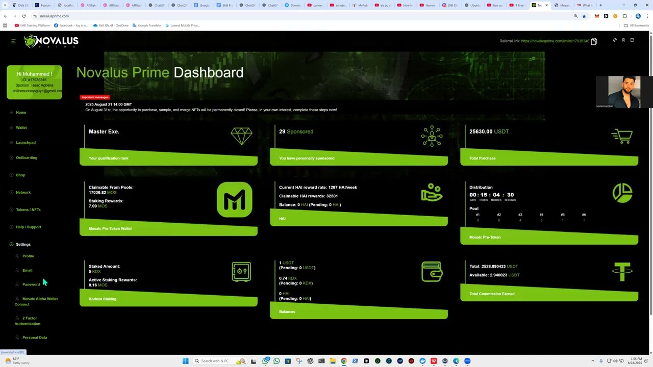 How To Use Novalus Prime Dashboard| How to use Novalus Prime Back Office@NovalusPrime #mosaic