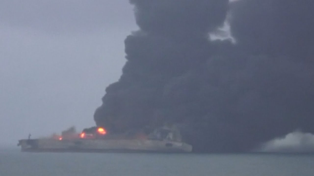Fire continues to rage on stricken Iranian oil tanker on Sunday