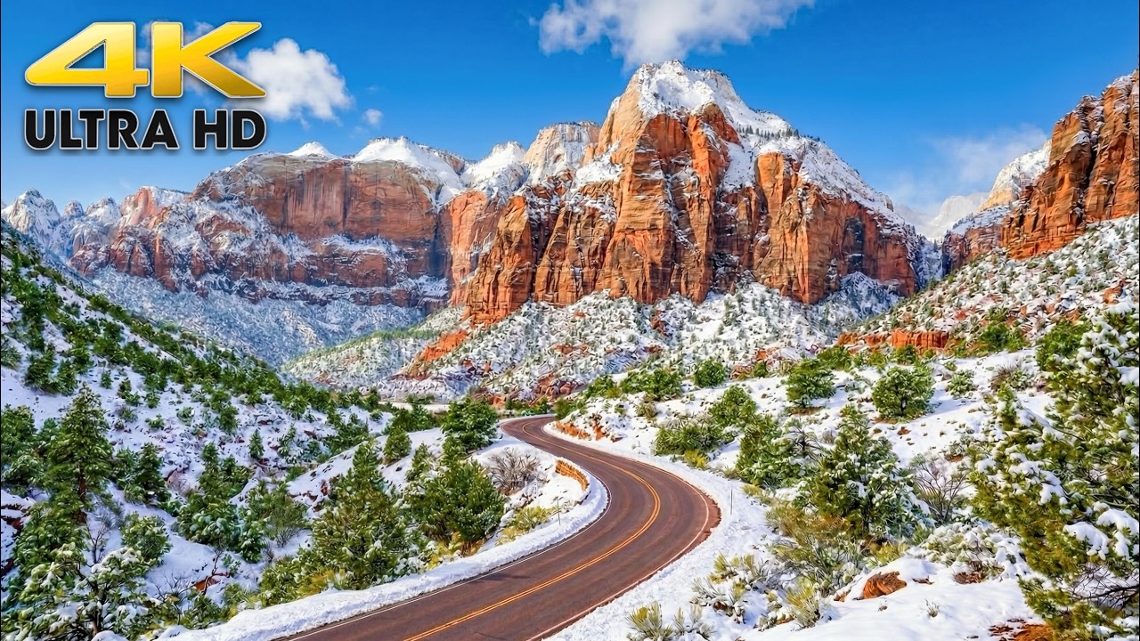Rare Snow Transforms Zion National Park - Zion Canyon Scenic Drive Utah
