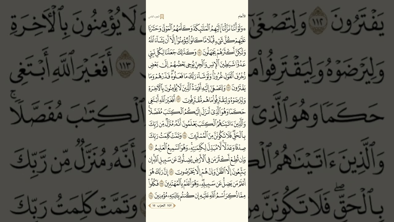 سورة الأنعام من الآيه ١١١ إلى ١١٨ مكررة |القرآن الكريم صفحة ١٤٢ مكرره بصوت القارئ مشاري راشد العفاسي