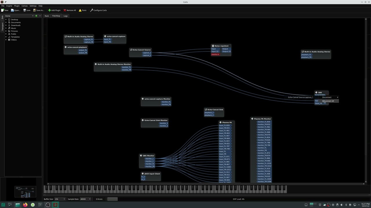 Change microphone audio effects realtime with carla and pipewire on linux