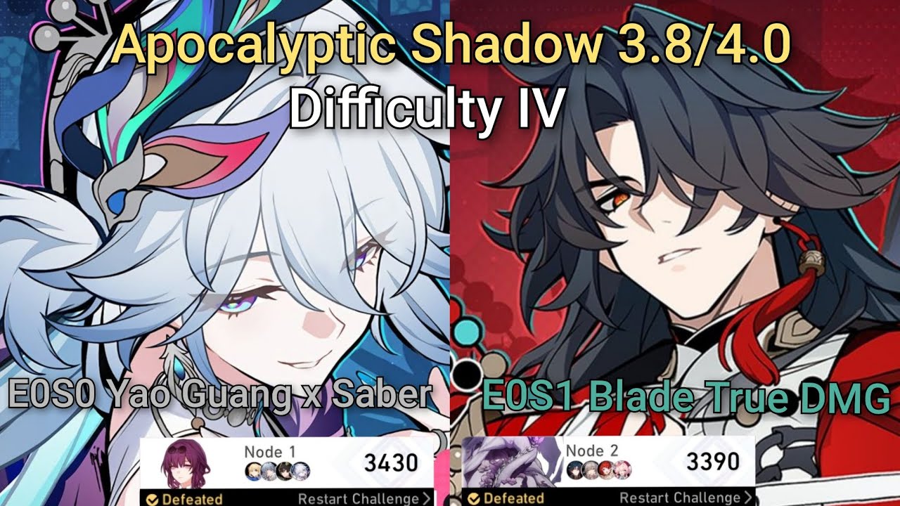 APOC Shadow IV v3.8/4.0 | E0S0 Yao Guang x Saber & E0S1 Blade True DMG | HSR
