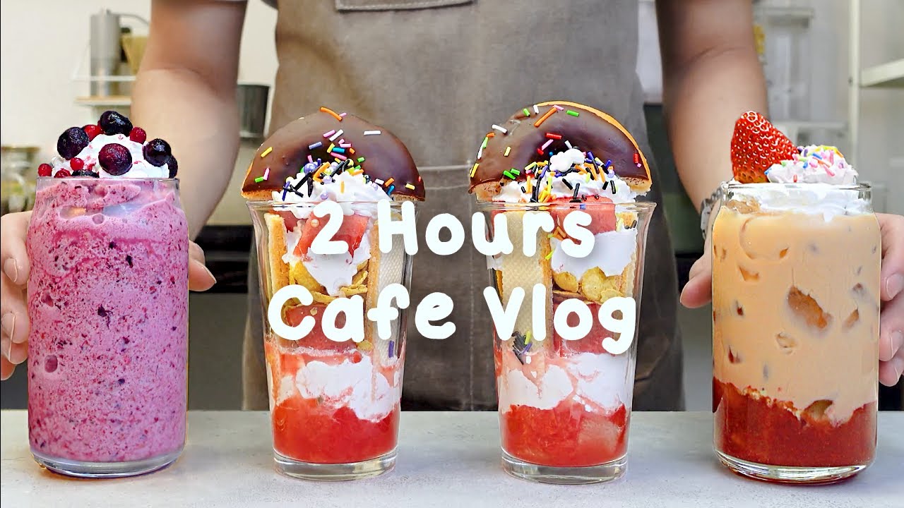 🍩지치고 힘들 땐 음료 ASMR로 힐링해요/주중의 여유로움/2시간 모음🥀2 Hours Vlog/Cafe Vlog/ASMR/Tasty Coffee