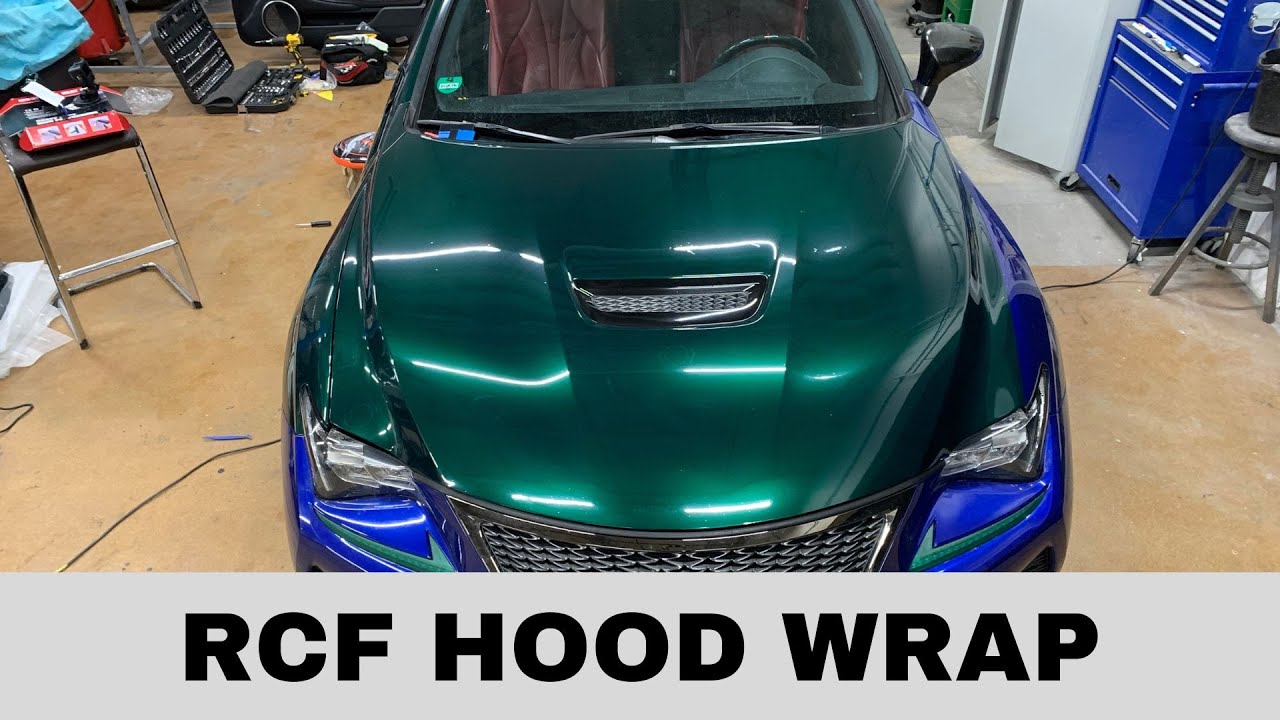 Lexus RCF - How To Vinyl Wrap Hood - TeckWrap Hunter Green - Hood Vent Removal