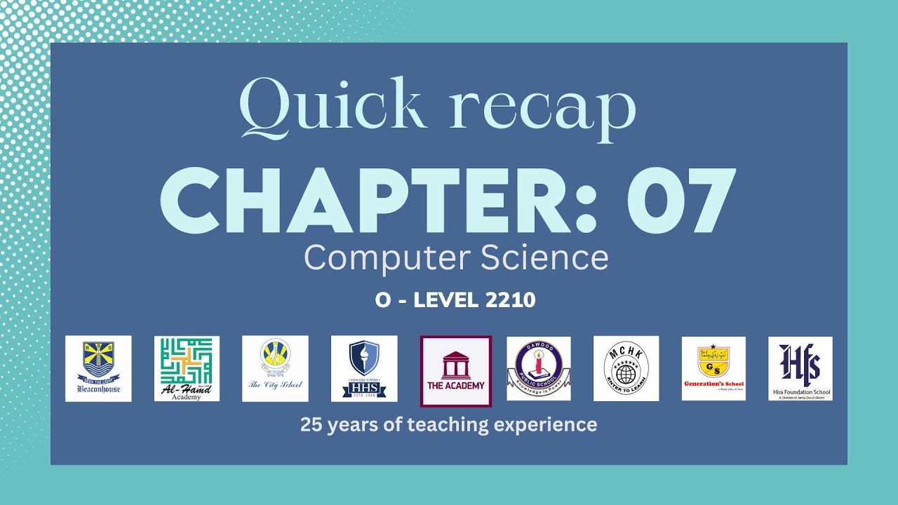 Quick recap Chapter 7 Computer Science IGCSE | O Levels