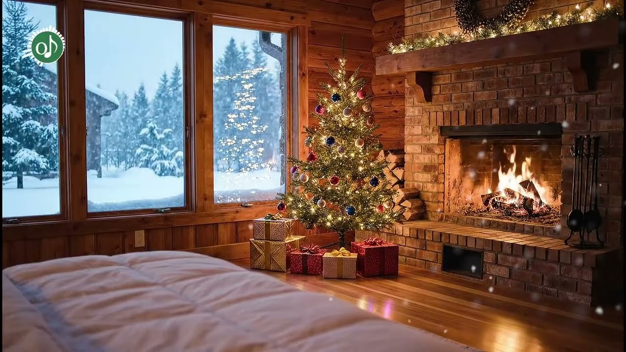 Deep Sleep Music 🌙 ✨ Peaceful Christmas Fireplace Bedroom &ndash; Soft Winter Snowfall Ambience