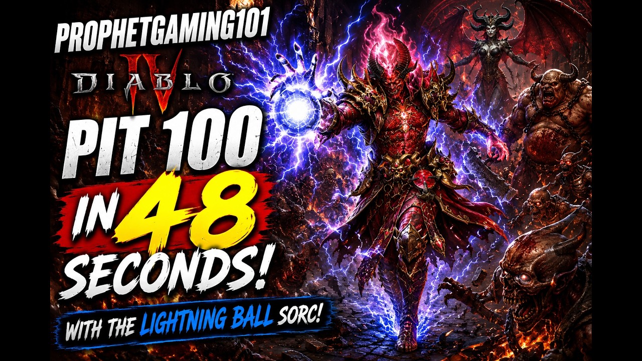 Diablo 4 Season 13 Pit 100 In 0:48 Insane Lightning Ball Sorcerer Build