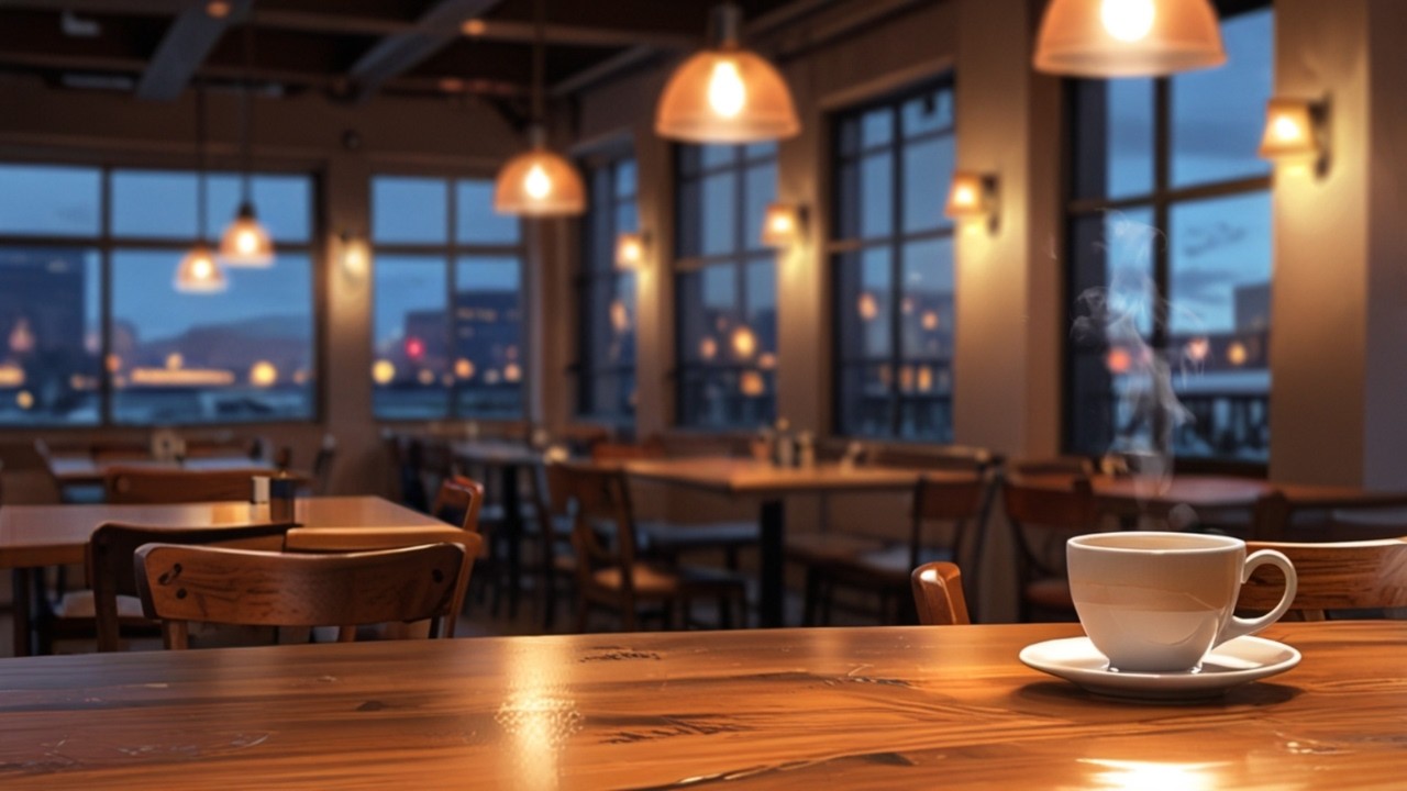 Relaxing Acoustic Guitar for Focus & Reading | Cozy Night Café Coffee Ambience (1 Hour)