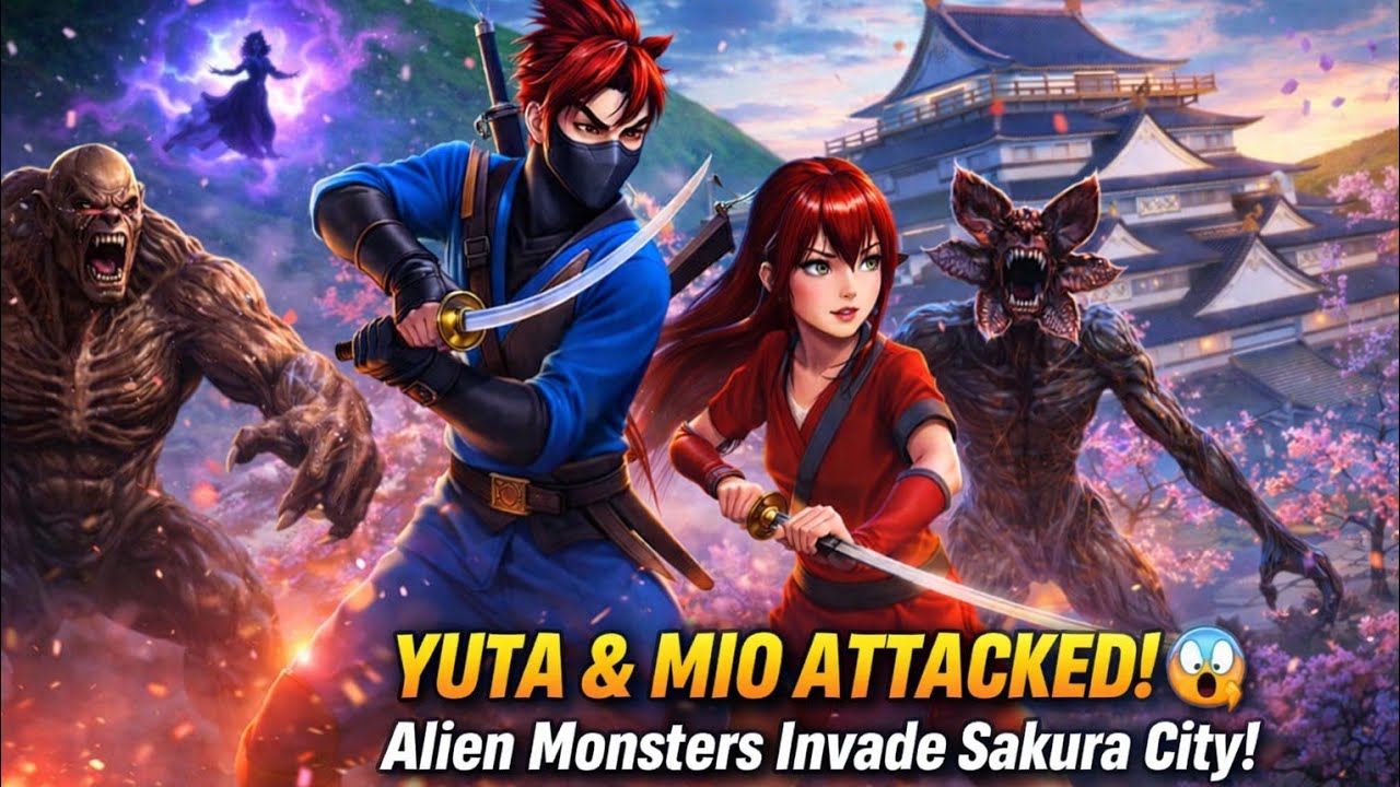 PART 1! YUTA & MIO ATTACKED! Alien Monsters Invade Sakura City!🚨 #sakuraschoolsimulator 