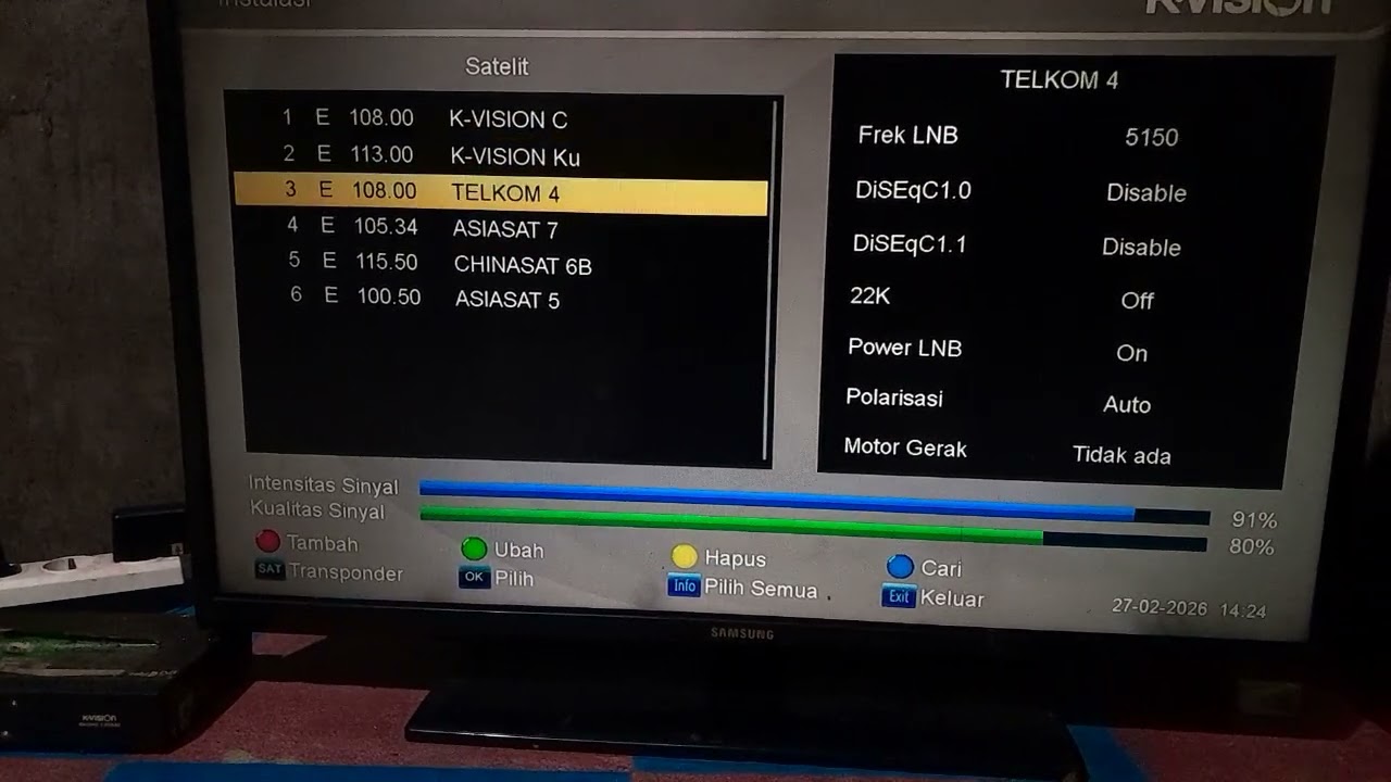 Cara Program KVISION BROMO Gambar gelap parabola jaring/parabola C band (beaar)