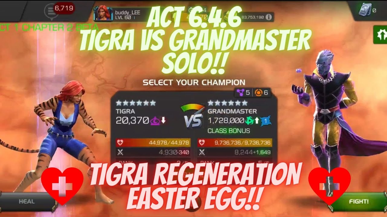 TIGRA VS GRANDMASTER SOLO!! Seldom Used Tigra Regen EASTER EGG Coming in Handy!!