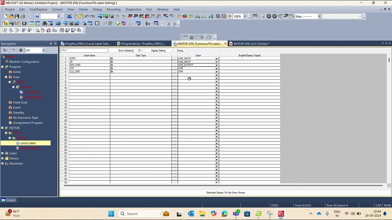 #vlog 12 #mitsubishi plc # how to create ladder logic and fbd block of gx works3(fx5u)