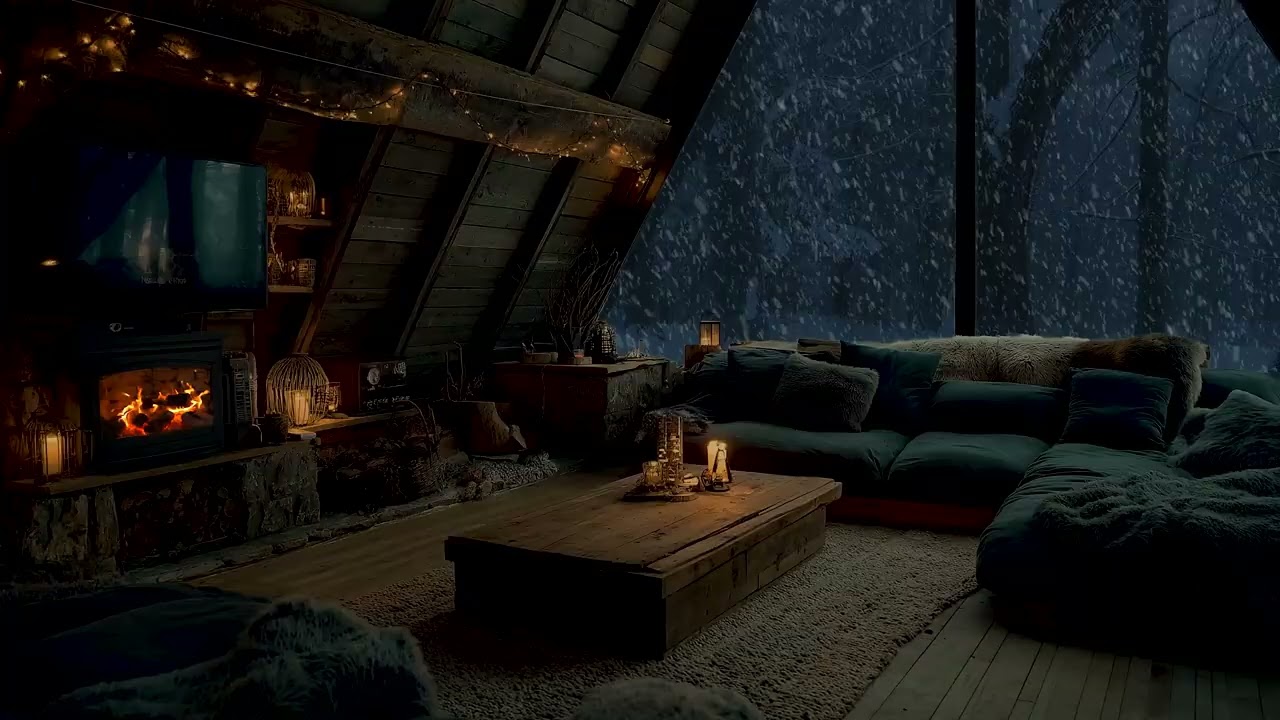 Soft Relaxing Piano with Gentle Fireplace Ambience | Cozy Indoor Room Sounds for Deep Calm
