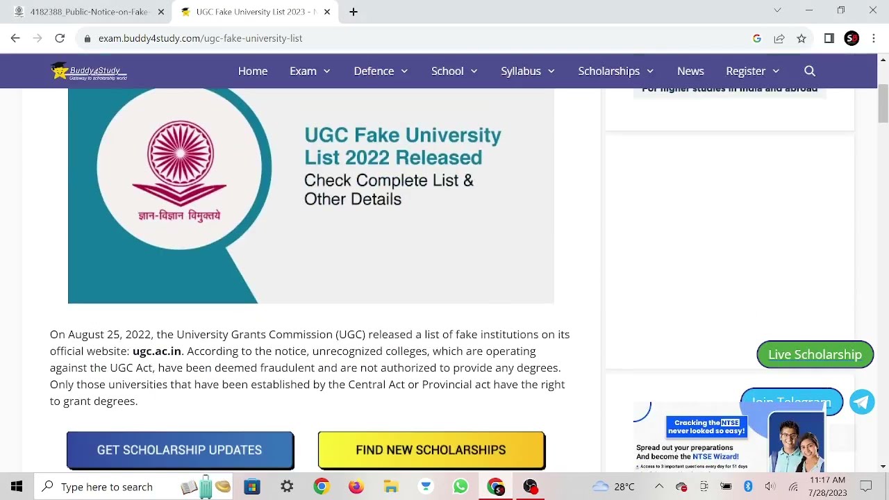UGC Fake University List 2023 Released, Check Complete List & Other Details/Download List Here.