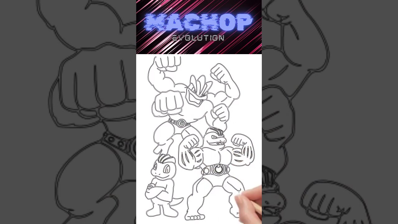 Machop Evolution drawing | Pokemon for kids 