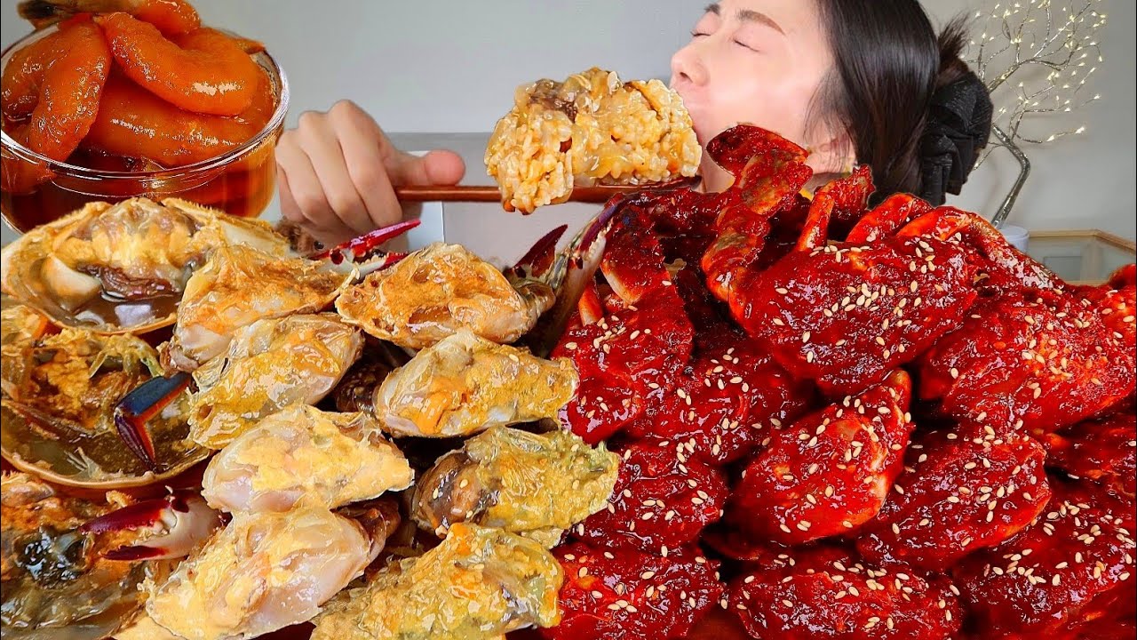 ASMR 밥을부르는 양념게장 간장게장 새우장 왕창 먹어볼게요 꽃게 리얼먹방 :) marinated crab Korean cuisine MUKBANG
