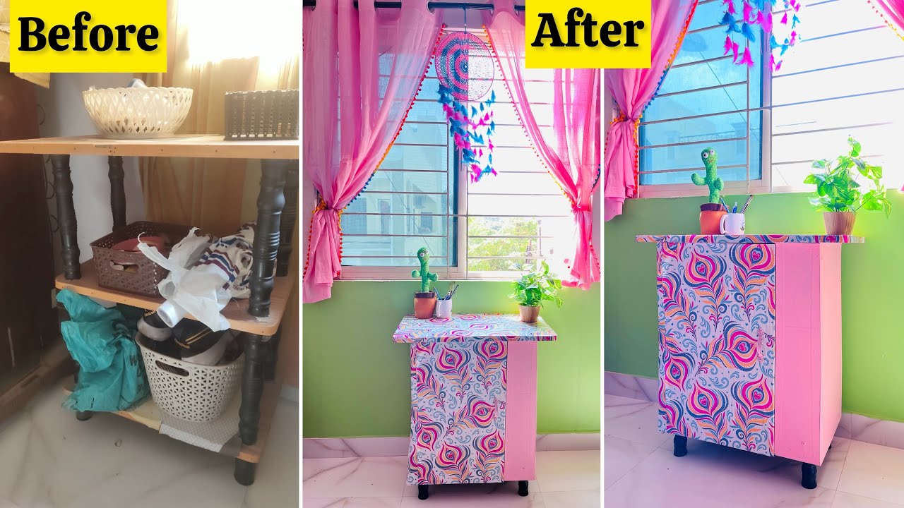 DIY storage Cabinet for kitchen/livingroom/Bedroom|old table transformation with scrap wood