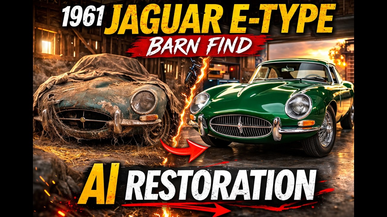 Abandoned 1961 Jaguar E-Type — AI Full Restoration Transformation