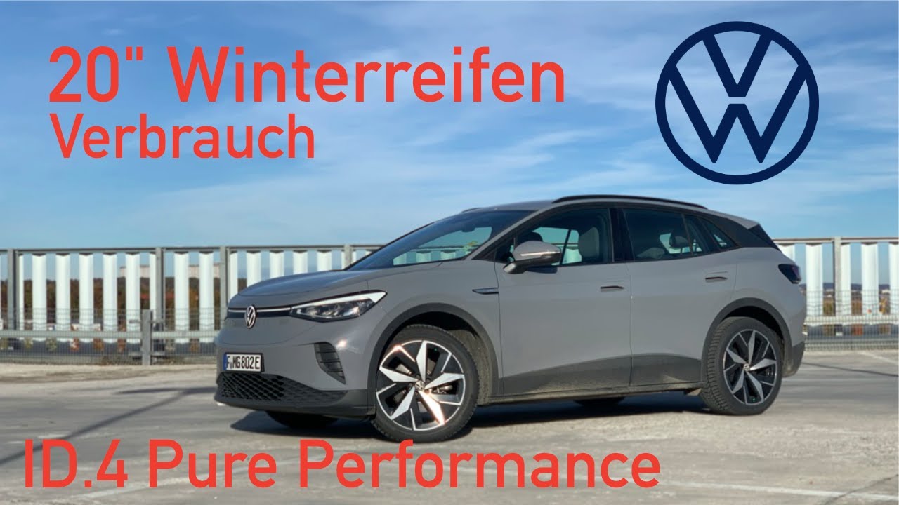 VW ID.4 Basismodell VERBRAUCH mit 20 Zoll GTX Felgen Winterreifen | Pure Performance | CHRIS GRNWLD